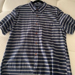 J Crew, blue and gray strip button down shirt